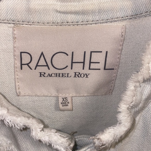 Rachel Roy XS Washout Distress Button Denim Shirt - Picture 3 of 15